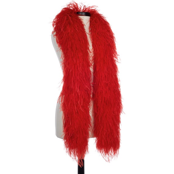 Red 8 Ply Ultra Ostrich Feather Boas Scarf 6 Feet Long