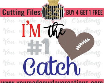 Buy 4 get 1 FREE*** I'm the #1 Catch Football number SVG, EPS, png, & dxf Cutting Files Stitches Brown