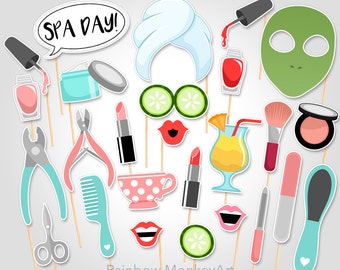 Spa Day Printable Photo Props - Spa Manicure Photo Booth Props - Spa Photobooth Props - Spa Birthday Party