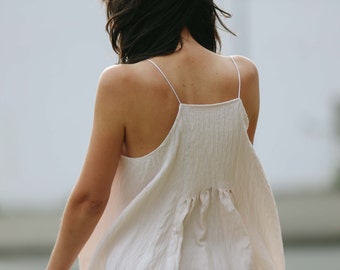 SALE Emilia Dress - Comfortable summer dress with pleating detail and thin straps (White, Black, Navy)
