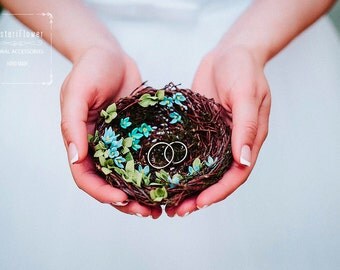 Ring Bearer Pillow Nest Boho Wedding Nest Spring wedding bridal accessory Romantic wedding Boho ring holder bearer pillow bird nest Woodland