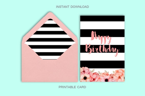 Printable Birthday Card Birthday Card With Liner 4x6 5x7