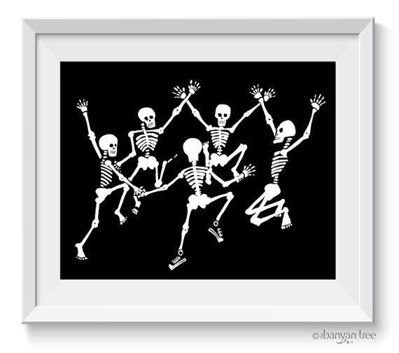Skeletons Art Print Dancing Skeletons Graphic Grateful Dead