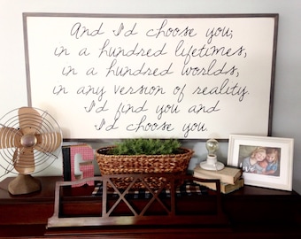 And I'd choose you | centered version | 50"x26" | wood sign | custom sign | gallery wall