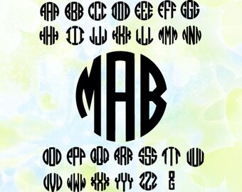 Circle Monogram Font svg, dxf, studio v3, png, cdr, file for Silhouette Cameo, Curio, cut file for cutting machines, instant download
