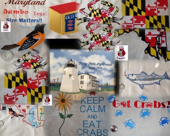 Maryland embroidery designs 21 designs crabs flags and Maryland embroidery designs 21 designs crabs flags and