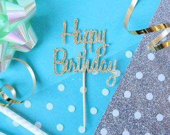 Happy Birthday Cupcake Topper // Birthday Topper // Cupcake Topper // 1st Birthday // Glitter Birthday // Happy Birthday Topper // Set of 12