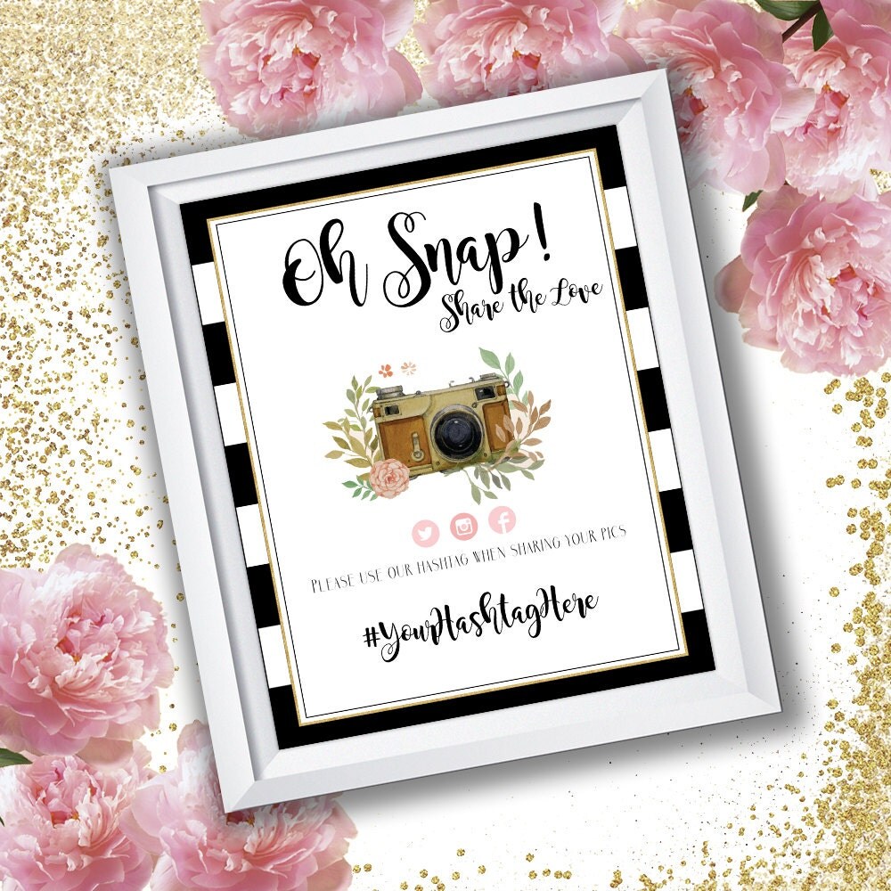 Oh Snap Hashtag Printable Bridal Shower Sign by ABridalStory