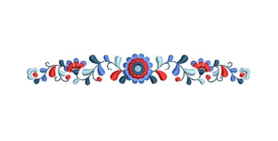 Floral border Machine embroidery design. 2 sizes. Instant