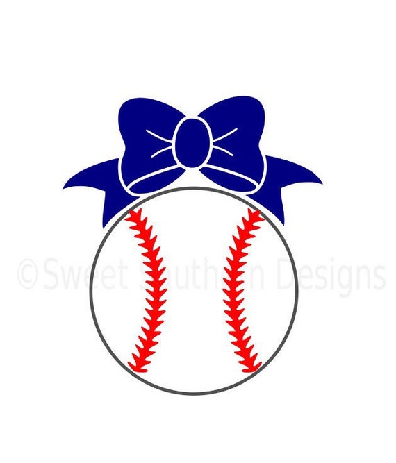 Monogram baseball softball with bow SVG instant download