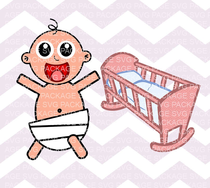 SVG Clipart Cute Baby Baby Crib Svg Baby crib Clipart