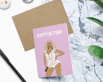 Beyonce Happy BeyDay Birthday Card (Funny Birthday Card, Beyonce Card, Funny Card, Beyonce Birthday Card, Greeting card, Pop Culture Card )