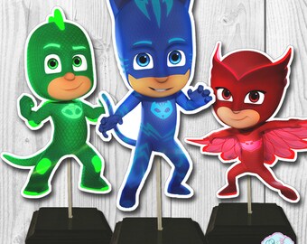 PJ MASKS Centerpiece, PJ Masks Cake Toppers, Double-Sided, Digital File, You Print