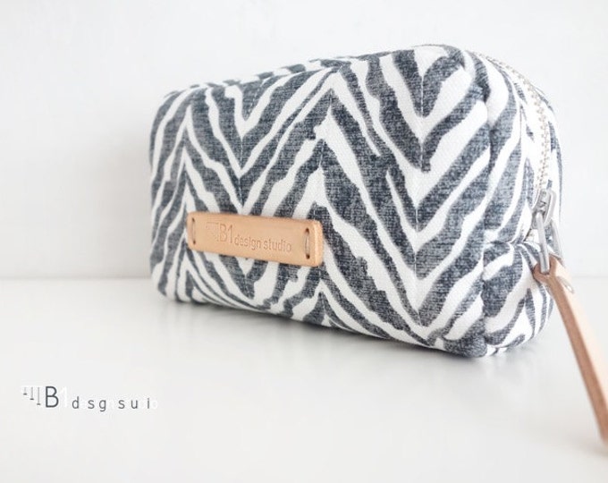 Zebra Cosmetic Bag, Canvas Toiletry Bag, Zebra Cosmetic Case, Black and White Cosmetic Case, Gift for Her, Handmade Cosmetic Bag