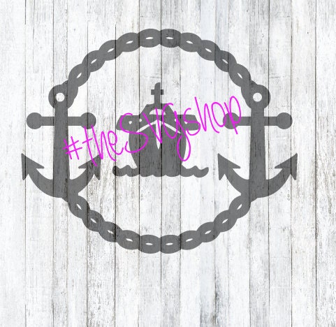 Download SVG DXF PNG Files Boat Anchor Monogram Ring Cruise Ship