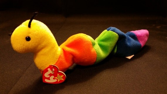 Ty beanie babies INCH the worm PVC 1995 Mint with mint