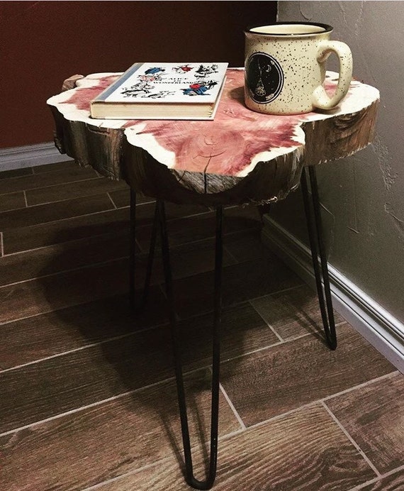 Rustic Wood Slice End Table by GrittGoods on Etsy