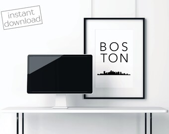 Boston Wall Art boston skyline | etsy Boston Wall Art boston skyline | etsy