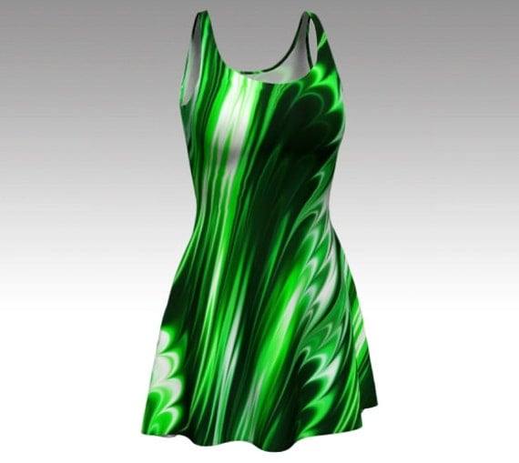 Emerald Dress, Emerald Flare Dress, Green Dress, Green Flare Dress, Swirl Dress, Green Swirl Dress, Abstract Dress, Abstract Flare Dress