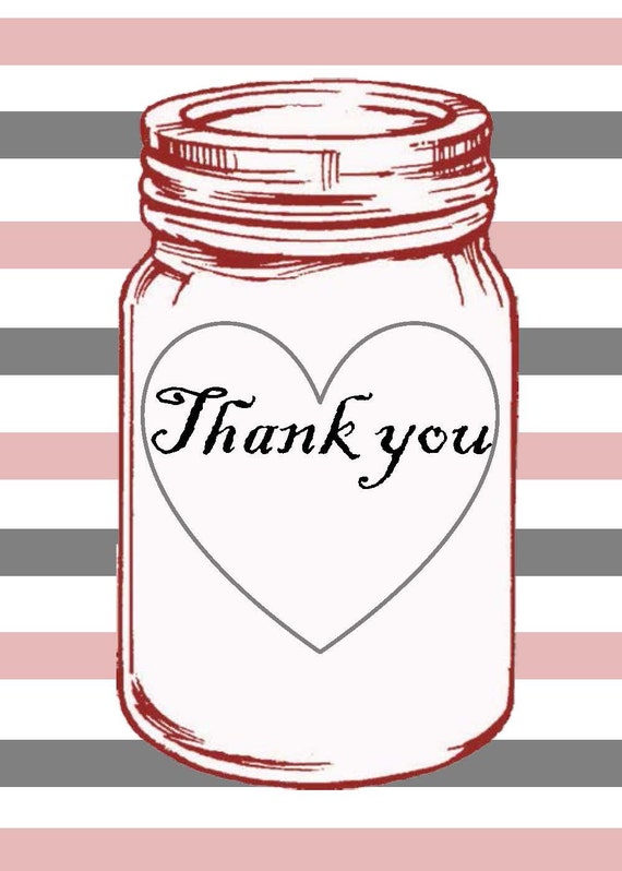 Items Similar To Mason Jar Thank You Rubber Stamp For DIY Personalized