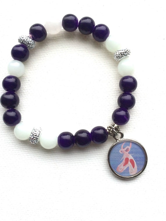 Items similar to Ballet slipper charm bracelet. Gemstone beads with ...