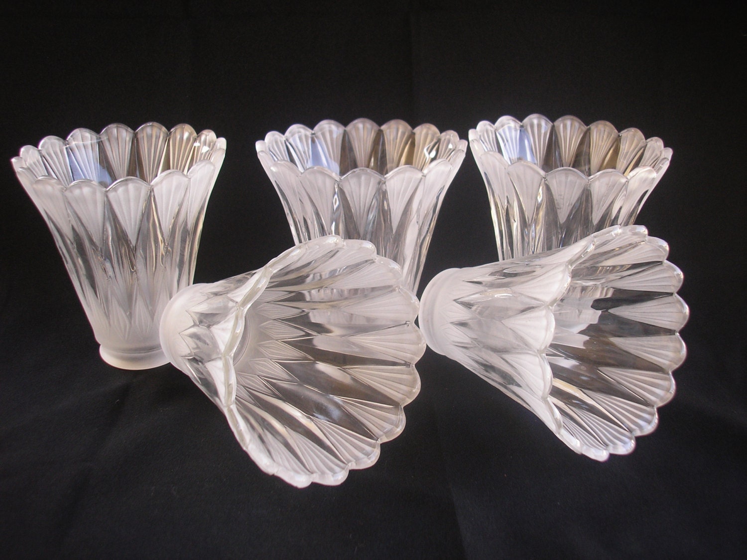 Tulip Glass Shades Lot of 5 Frosted and Clear by atomicambiance