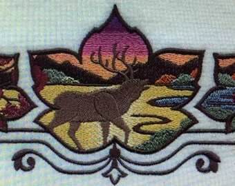 Embroidered "Elk In Autumn Leaves" Shirt