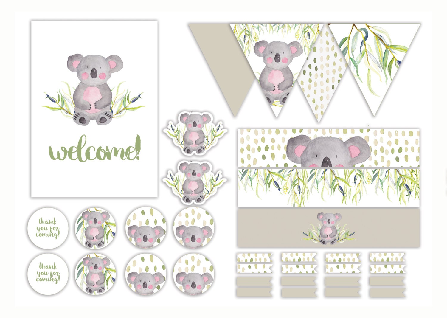 Koala Printables Pack by PennyPaperieDesigns on Etsy