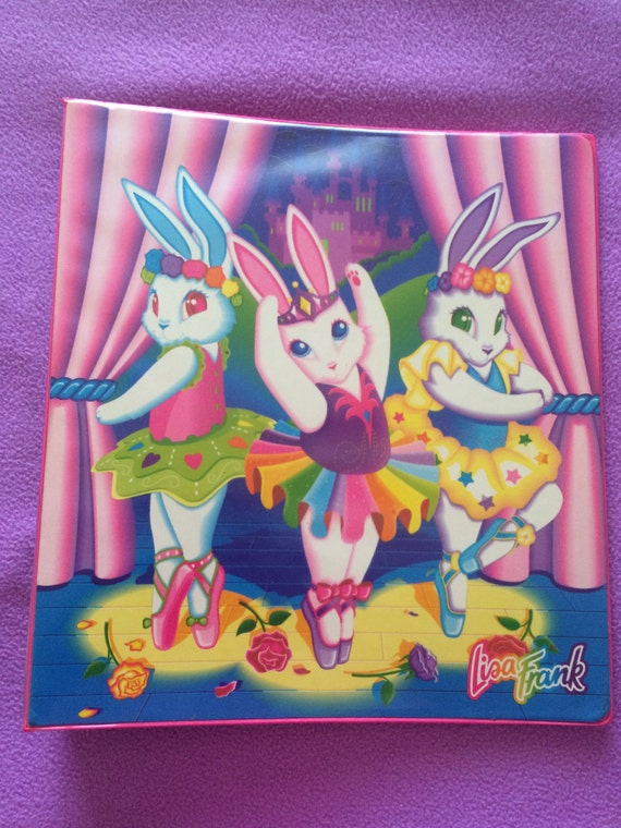 Lisa Frank Ballerina Bunnies Vintage 3 Ring Binder