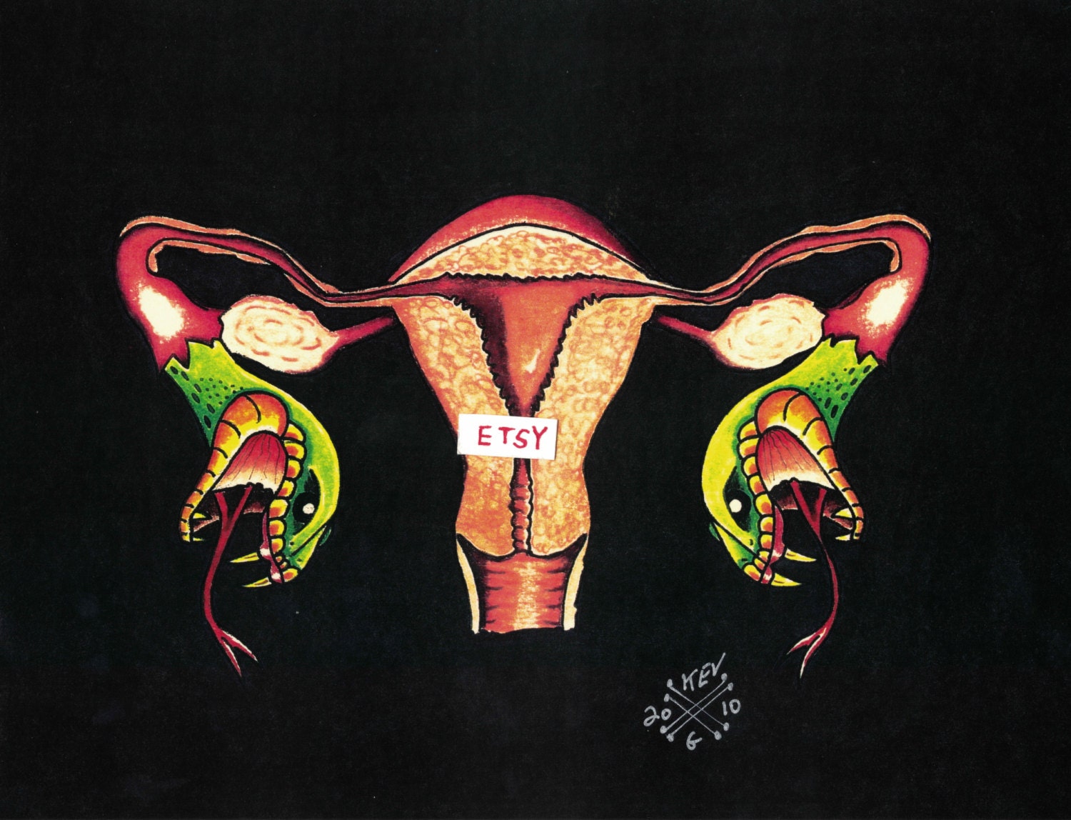 Uterus Snakes Art Print by ArtByKevG