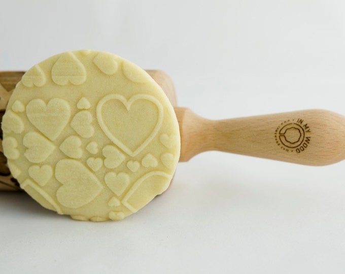 HEARTS rolling pin, embossing rolling pin, engraved rolling pin for a gift, love, valentine's day, gift ideas, gifts, unique, autumn