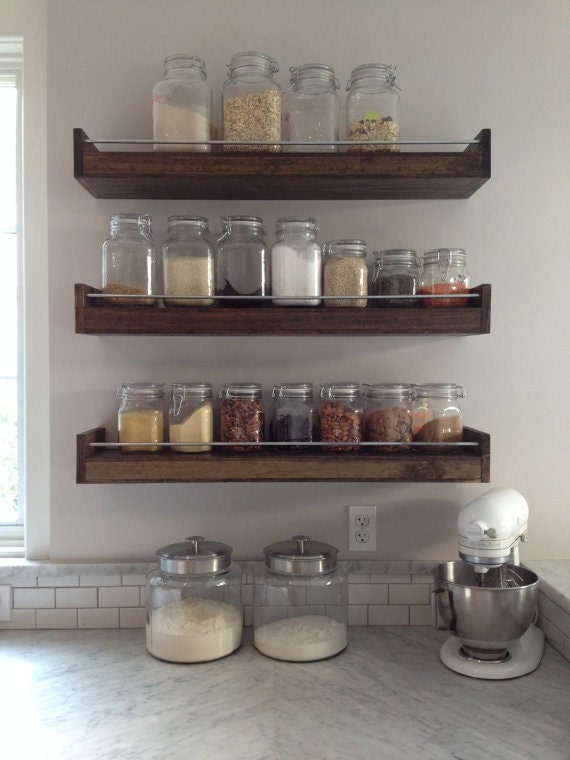 Industrial Floating Shelf Jar Storage Spice Rack