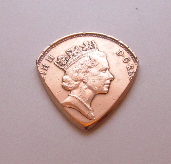 Coin Guitar Pick English 2 Pence by WorldCoinPicks on Etsy