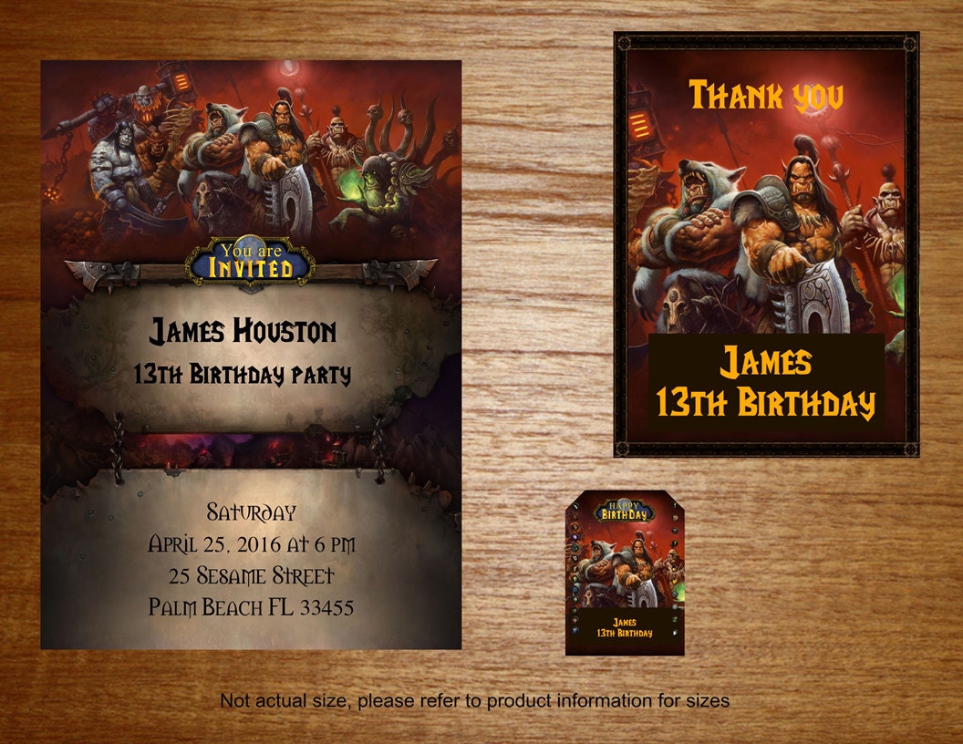 Warcraft Party Supplies Warcraft Invitation WOW Warcraft