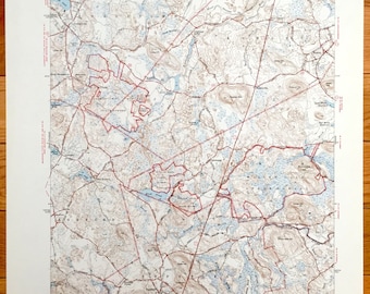 Antique Georgetown, Massachusetts 1944 US Geological Survey Topographic Map – Ipswich, Boxford, Newbury, Marlboro, Topsfield, Groveland
