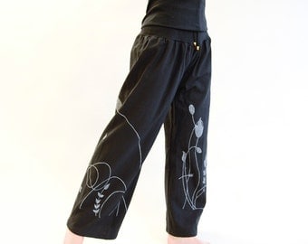Schlupfhose, cotton, wide waistband, black, Sweathose