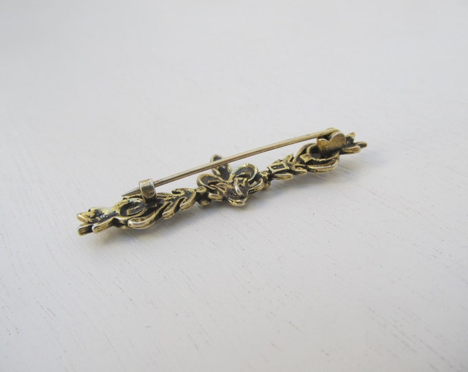 Antique bar brooch, French Fleur de Lys bar brooch, Fleur de Lis tie pin, 925 sterling silver mens accessory, gift for him or her