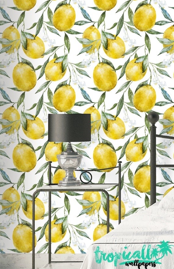 Lemon Print Wallpaper Removable Wallpapers Floral