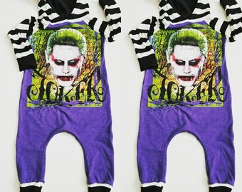 Hooded long sleeve "JOKER" romper (suicide squad)
