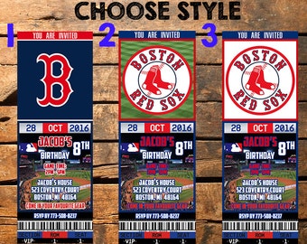 Boston Red Sox Birthday Ticket Invitation, Boston Red Sox Invite, Boston Red Sox, Boston Red Sox Invitations