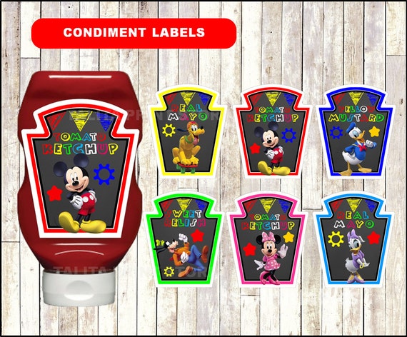 Mickey Mouse Chalkboard Condiments Labels printable Mickey