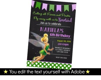 Tinkerbell Invitation - Tinkerbell Birthday Invitation - Printable birthday party invite - INSTANT PDF DOWNLOAD