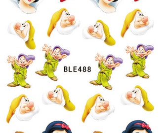 Water Transfer Watermark Pretty Designs Art Decal Sticker Stamping Beauty Manicure Nail Decoration Snow White and the 7 dwarfs Disney BLE488