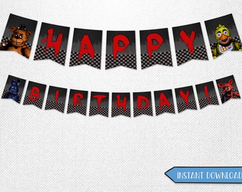 Five Nights at Freddy's banners, Five Nights at Freddy's happy birthday banners, FNAF banners, decorations, party supplies!