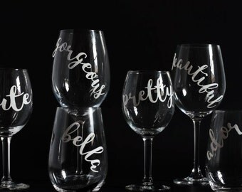 unique wine glass labels related items etsy