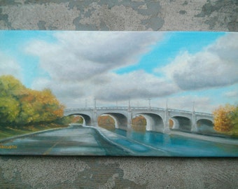 Original Oil Painting, Rideau Canal Bridge, Ottawa