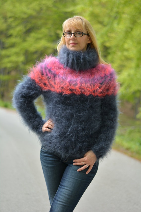 READY hand knitted mohair sweater handmade Icelandic by Dukyana