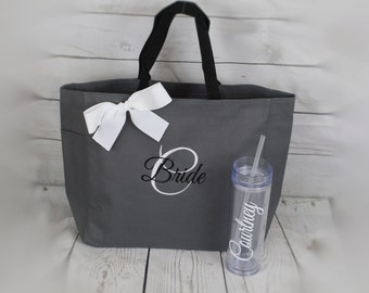 Bridesmaid Gifts Tote and Tumbler, Bridesmaids Gift, Wedding Tote and Tumbler Set, Personalized Tote and Tumbler, Bachelorette Party