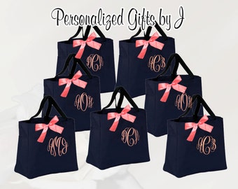 6 Personalized Bridesmaid Gift Tote Bags Personalized Tote, Bridesmaids Gift, Monogrammed Tote