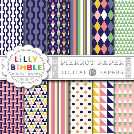 50% off Modern digital paper, scrapbook papers, harlequin, Instant Download, Lilly Bimble, commercial use Il_570xn